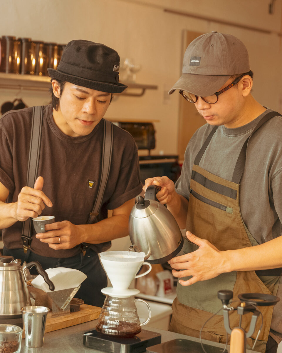 Barista brewing coffee at specialty coffee shop Oasis Coffee Roaster in Taiwan