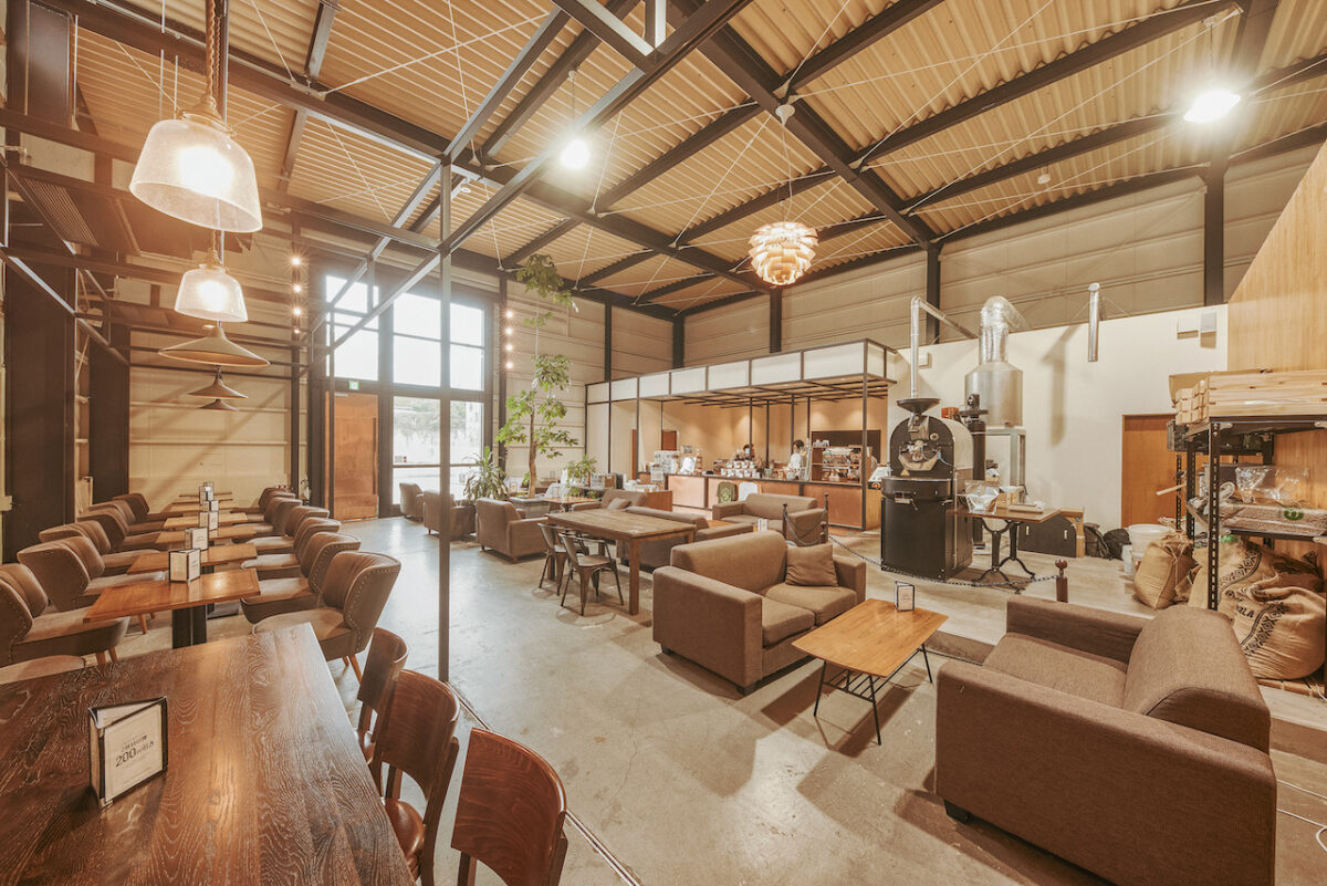 Inside specialty coffee shop IMOM COFFEE ROASTERS  in Japan