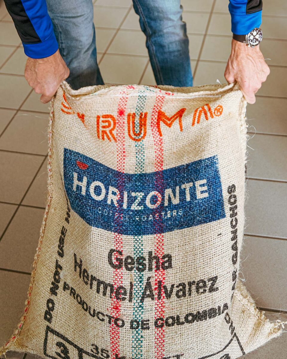 A coffee bag at specialty coffee roastery HORIZONTE COFFEE ROASTERS in Leysin, Switzerland