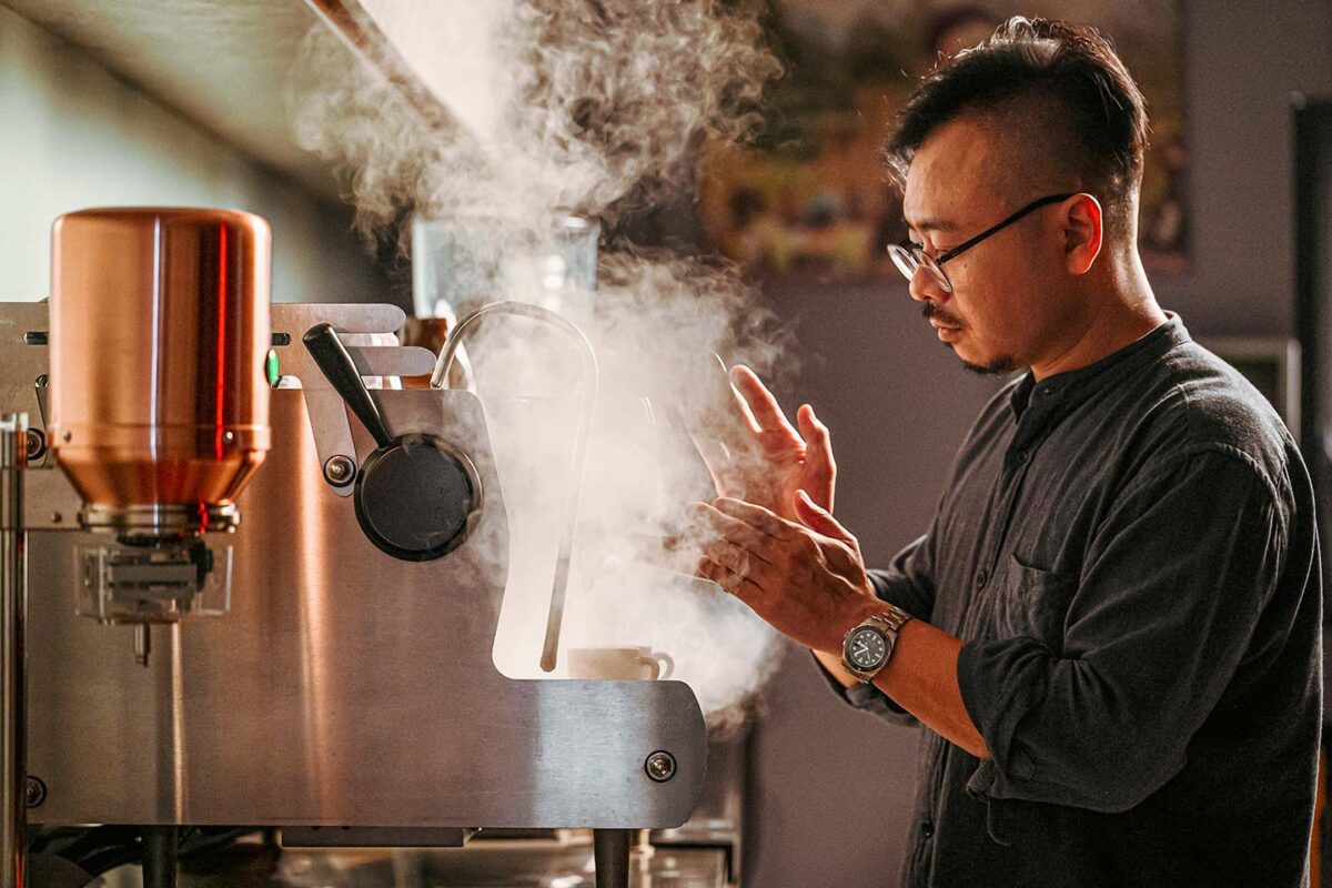 Jacky Lai at Coffee Bullet, a specialty coffee roastery and cafe in Kaohsiung, Taiwan