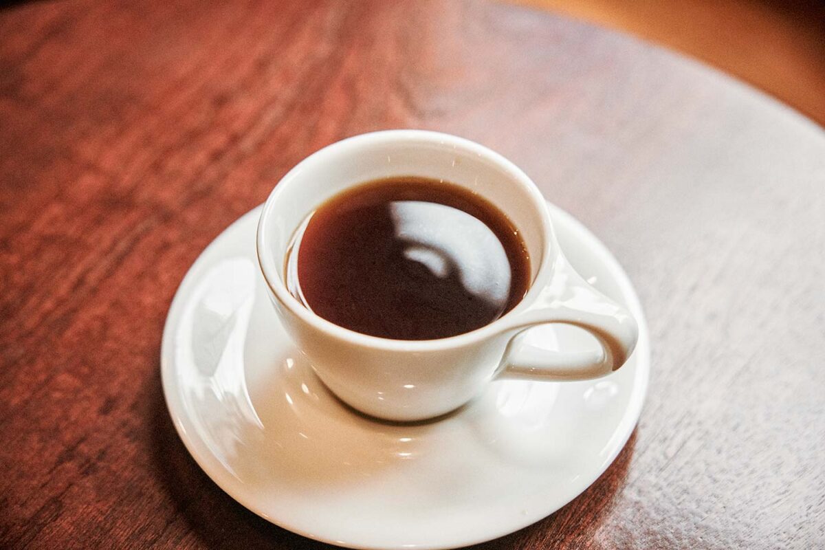 A cup of coffee at Raw Sugar Roast, a specialty coffee roaster in Tokyo, Japan