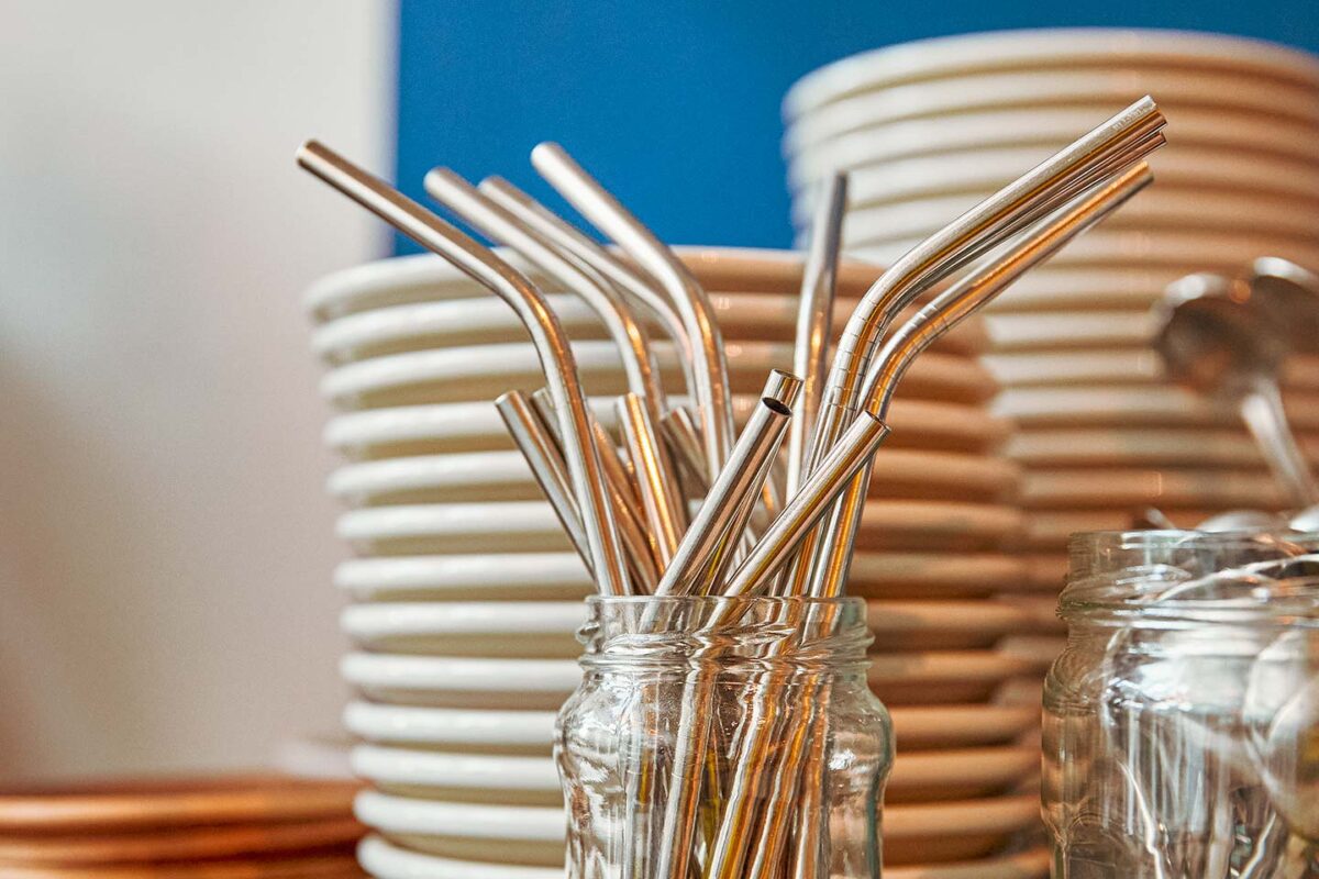 Metal straws used at Amsterdam-based specialty coffee roaster Sango Amsterdam