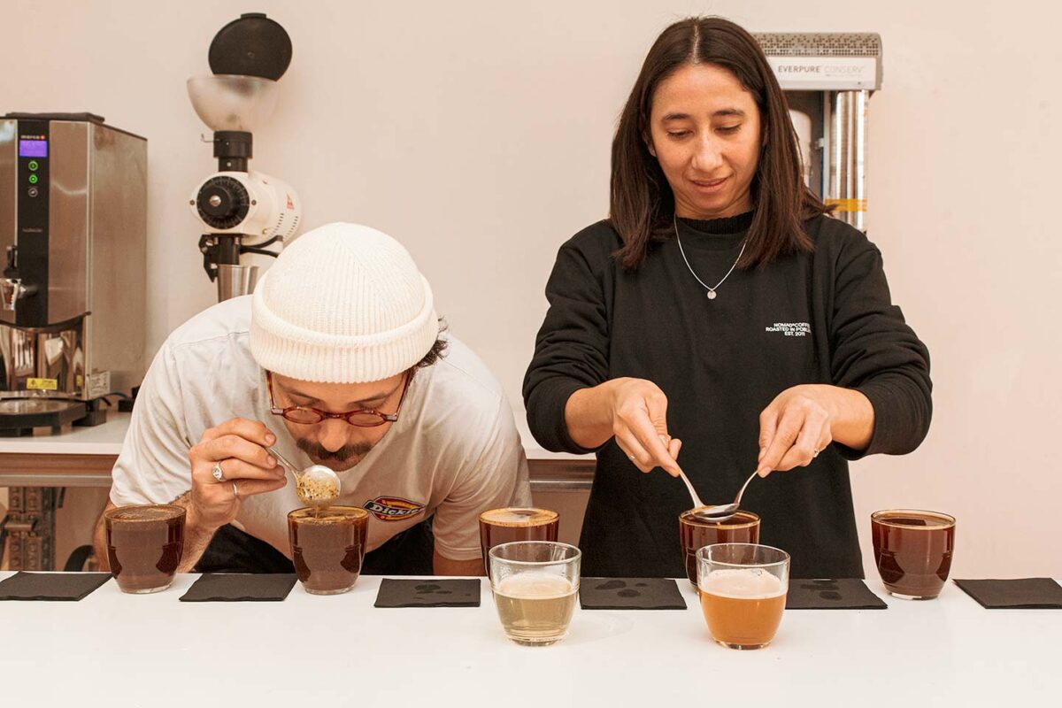 Cupping specialty coffee at Barcelona based roaster NOMAD