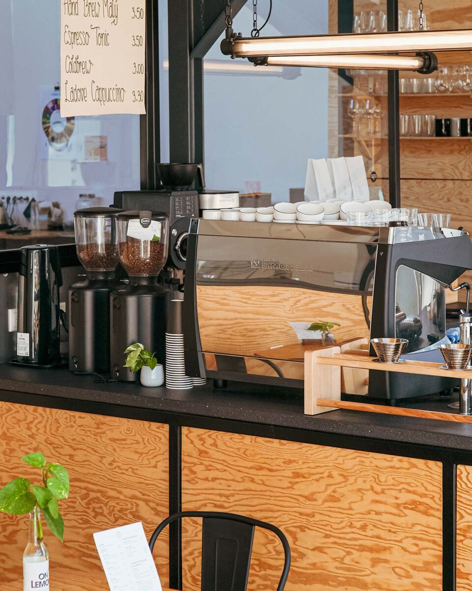 Counter at Triple Five Coffee, a specialty coffee roastery in Slovakia
